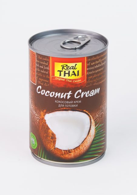 Кокосовые сливки 400ml "REAL THAI" (растительные жиры 20-22%) 95% мякоти