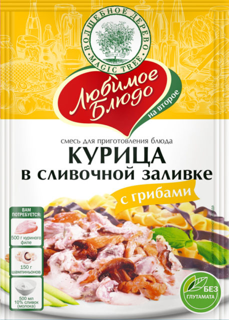 Курица в сливочной заливке с грибами 30гр